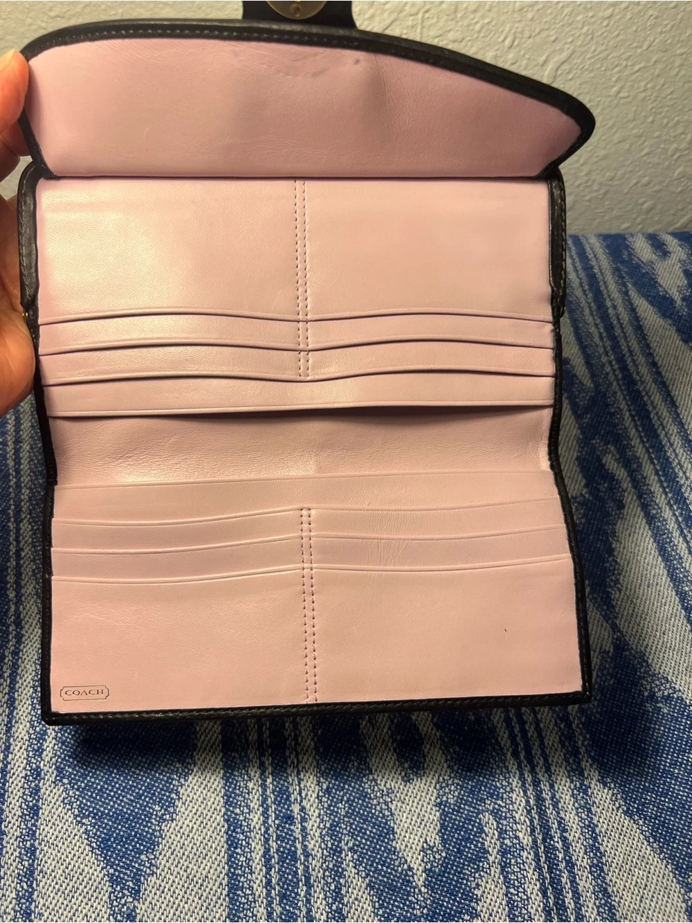 Coach Brown Signature Canvas and Leather Wallet with Turnlock - See Note